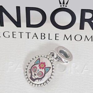 Pandora Mexico Day of the Dead Calaca Gato Dangle Charm S925 Silver with box